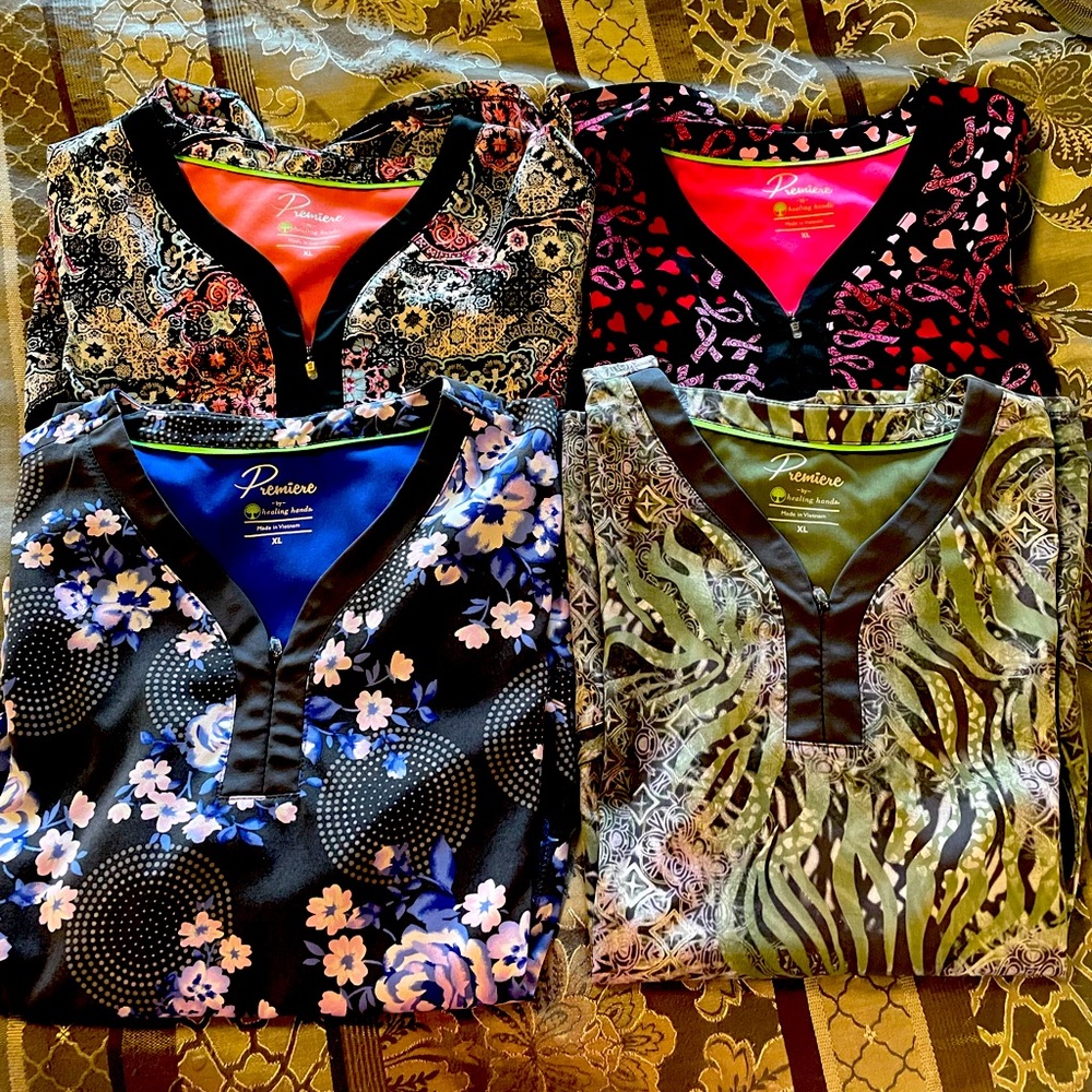 Xl healing hands yoga scrub top